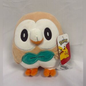 NWT POKÉMON 7" ROWLET SOFT TOY PLUSH OWL ROWLETT POKÉMON GO NINTENDO TOMY